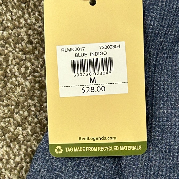 Men’s NWT Reel Legends Long Sleeve Shirt Size M Thermal Button Collar Blue - Picture 8 of 9